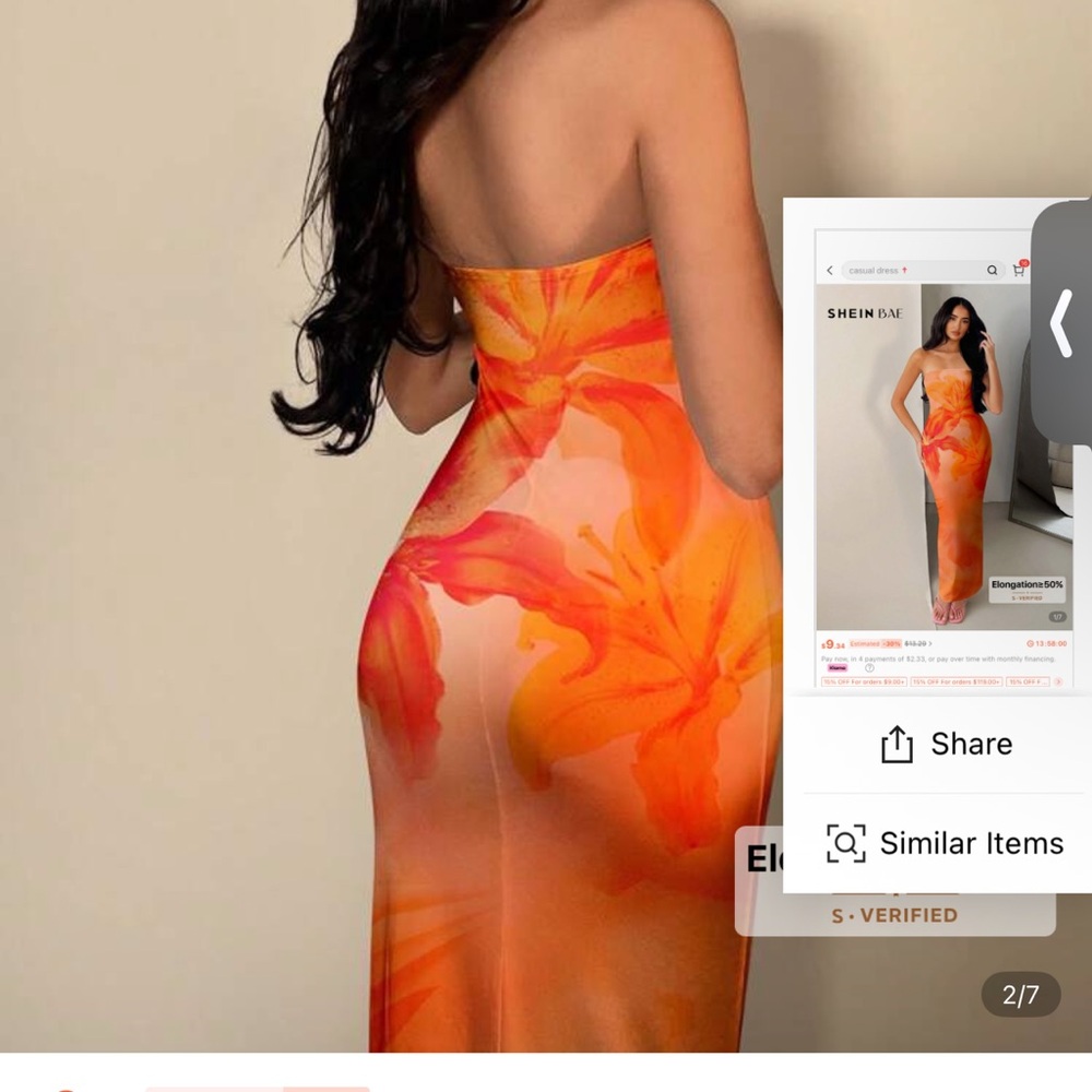 SHEIN Vibrant Orange Strapless Dress